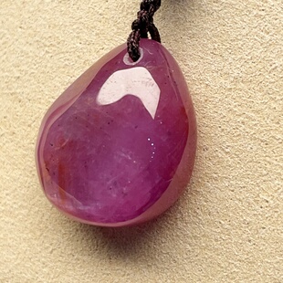 天然红宝石随形吊坠大逗号毛衣链男款女款礼物妈妈礼物41.9ct正品