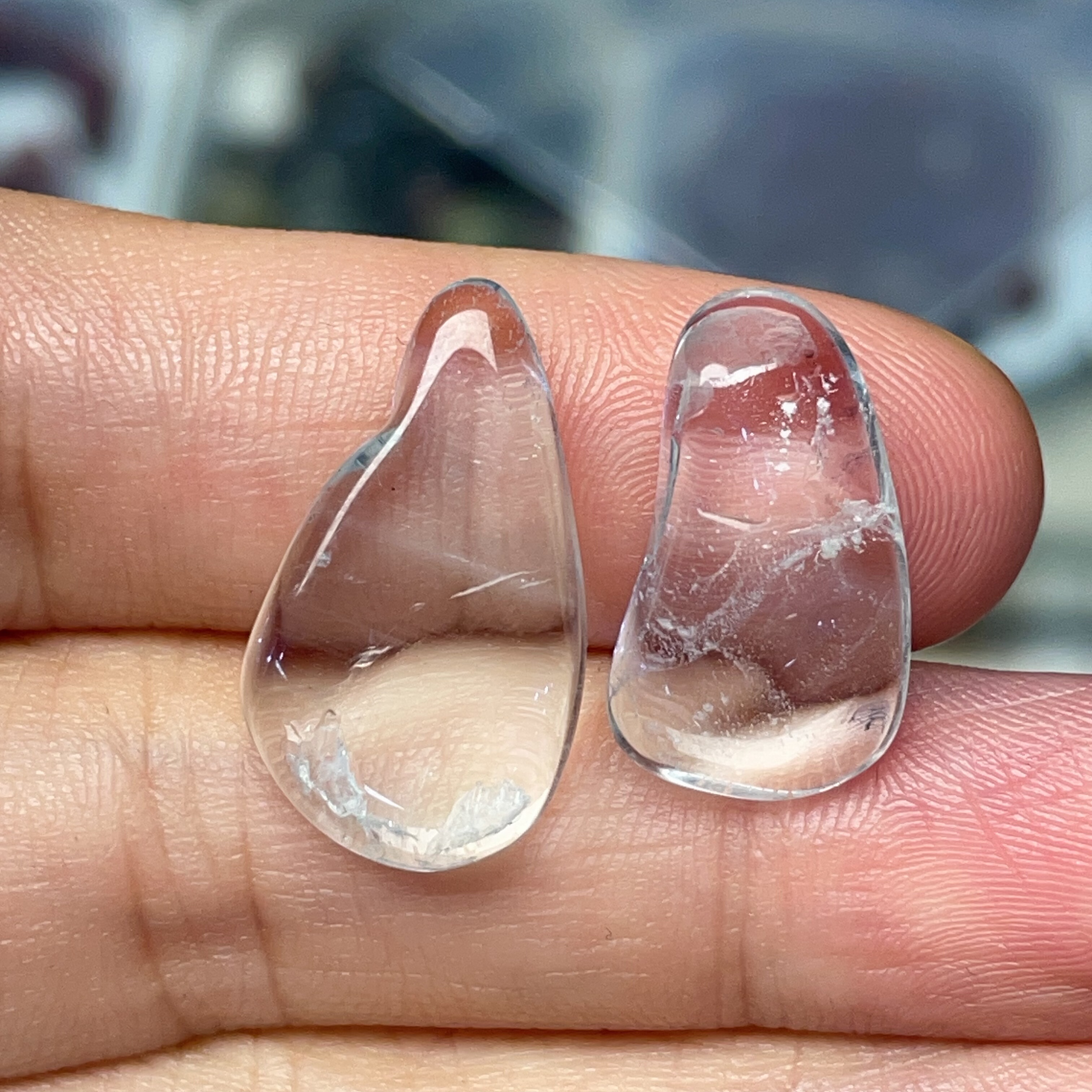 天然海蓝宝原石 三月生辰石 打孔吊坠耳饰耳坠 多宝水晶石17.83ct