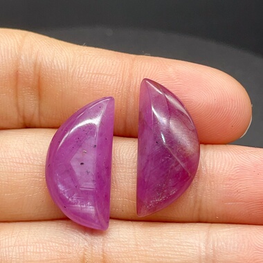 新25.96ct天然无烧红宝石一对月牙形对庄镶嵌女士挂坠10.3/10.8mm