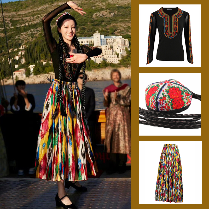 迪丽热巴同款舞蹈服新疆民族风