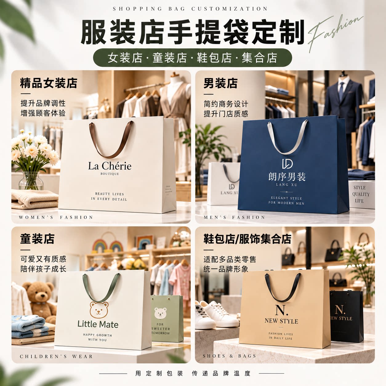 服装店手提袋定制纸袋logo品牌衣服包装袋礼品袋购物袋广告制作