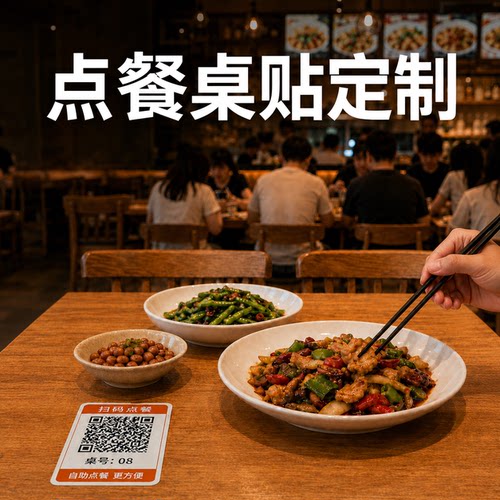 点餐桌贴定制扫码防水PVC不干胶
