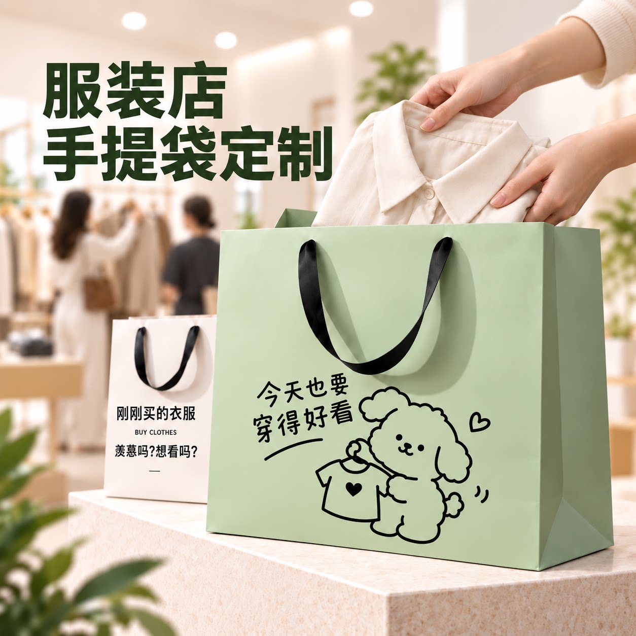 服装店手提袋定制衣服包装纸袋logo礼品袋购物袋品牌广告设计制作