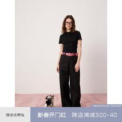 SEEKSIMPLE黑色直筒阔腿裤女2023春秋纯棉西装裤子垂感宽松休闲裤