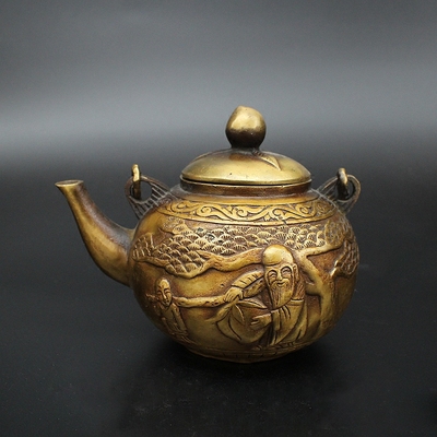 仿古风黄铜老寿星酒壶家居装饰