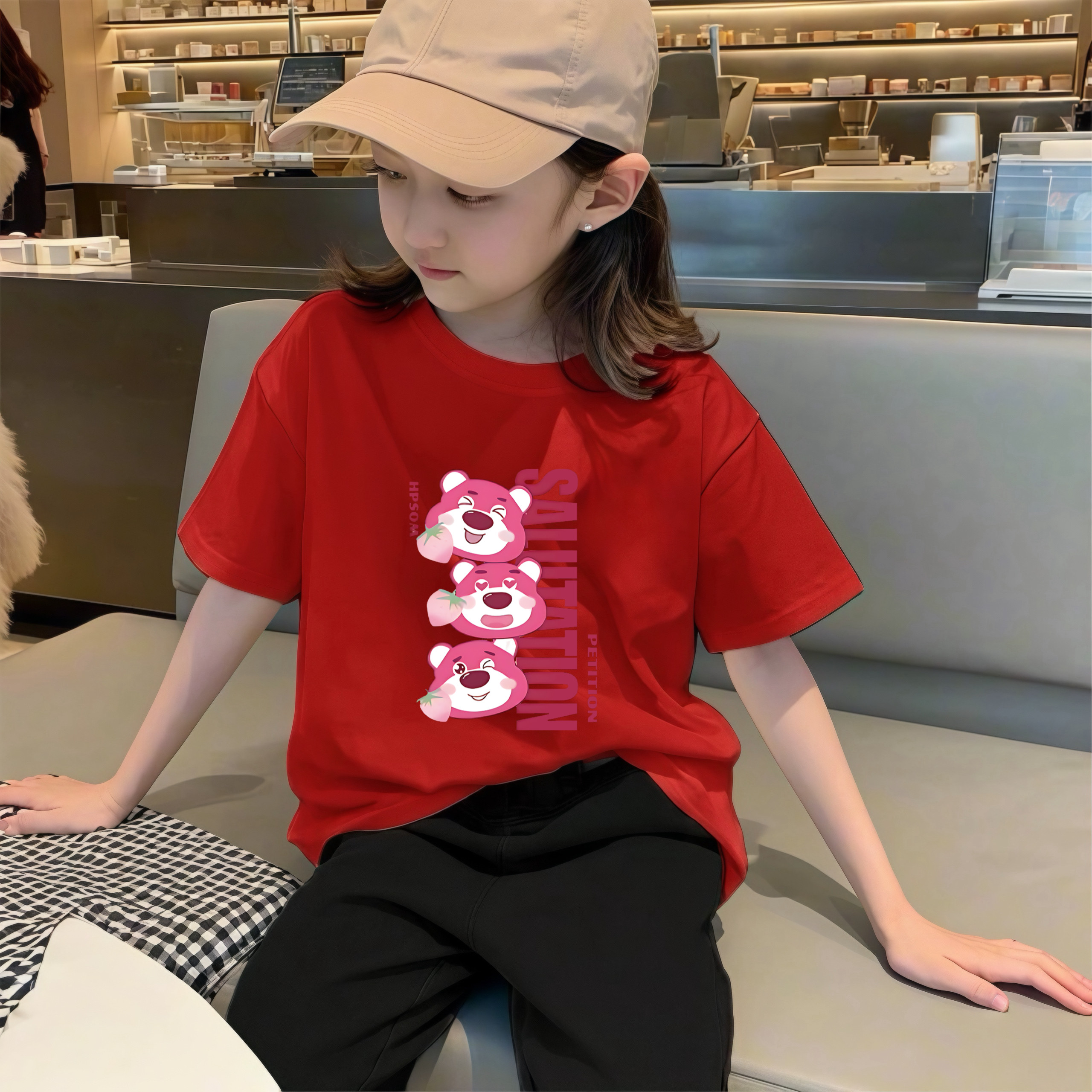 纯棉女宝宝短袖T恤夏装洋气小女孩薄款上衣韩版小童可爱印花打底t