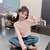 秋冬中大童白色上衣童装 2025新款 T恤 T恤德绒儿童打底衫 女童长袖