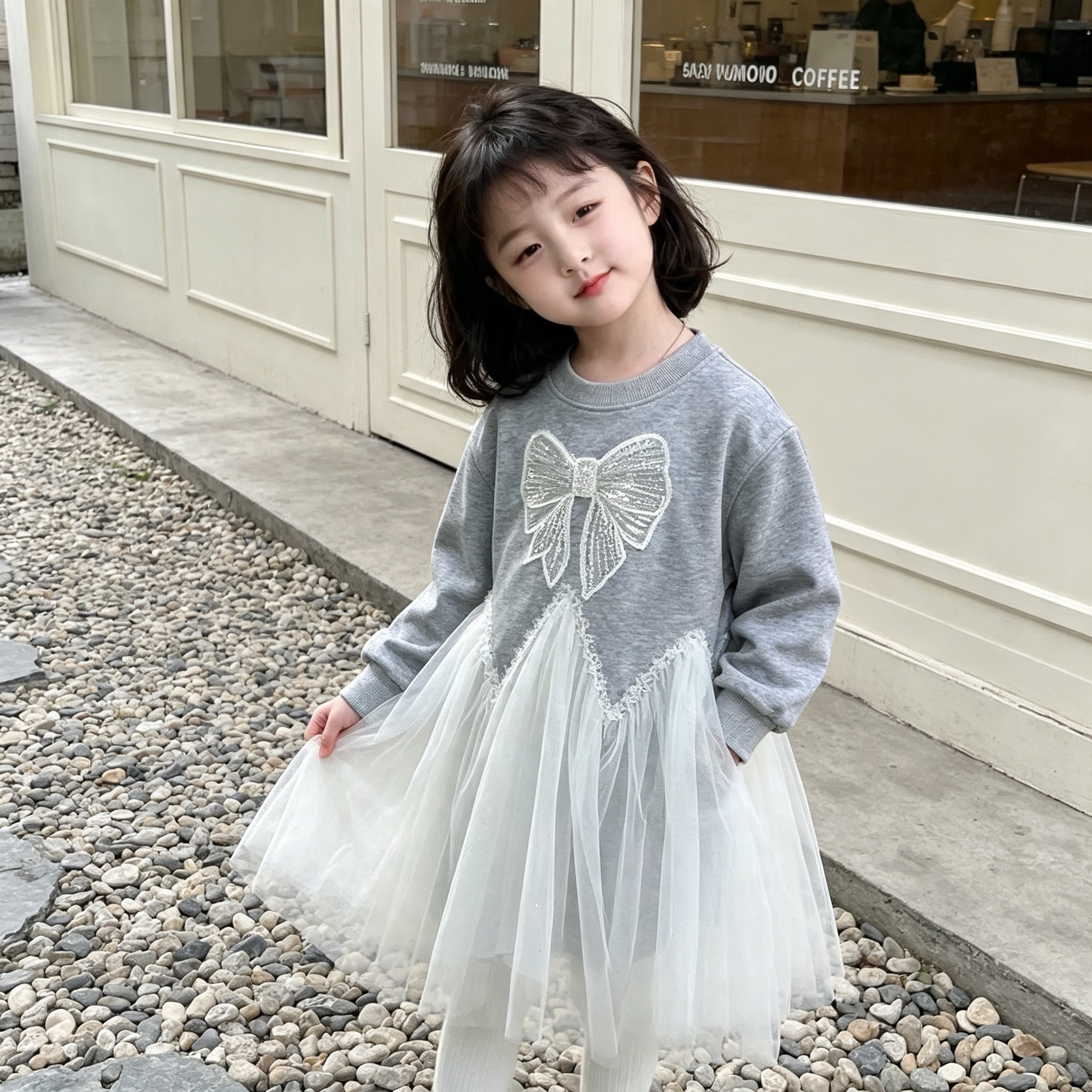 女童卫衣网纱2026新款儿童洋气上衣卡通宝宝长袖公主衣服中小童潮