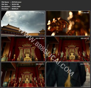 皇宫金銮殿跪拜祈福宫殿流云龙椅屏风小皇帝奔跑高清实拍视频素材