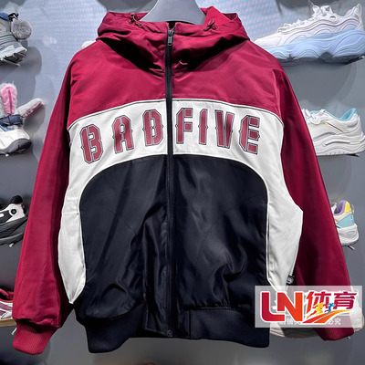 李宁棉服2026春季新品反伍BADFIVE男子宽松保暖连帽棉夹克AJMW005