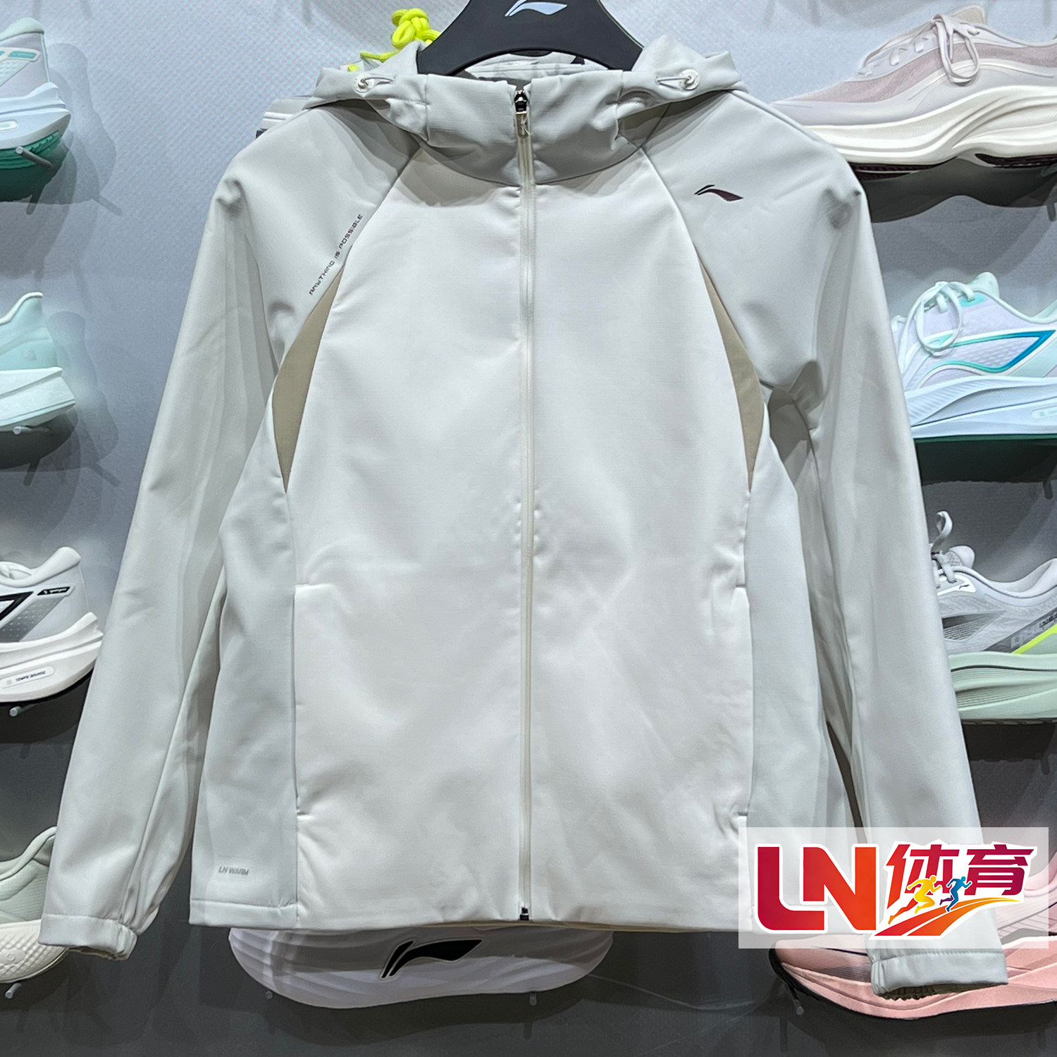 李宁2026冬新品女子加绒保暖防泼水宽松健身系列运动风衣AFDWE34