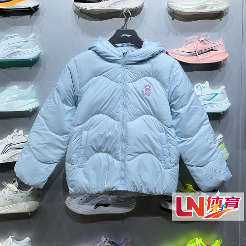 李宁2026冬新品女大童宽松85%鸭绒柔软舒适保暖短羽绒服YYMW174