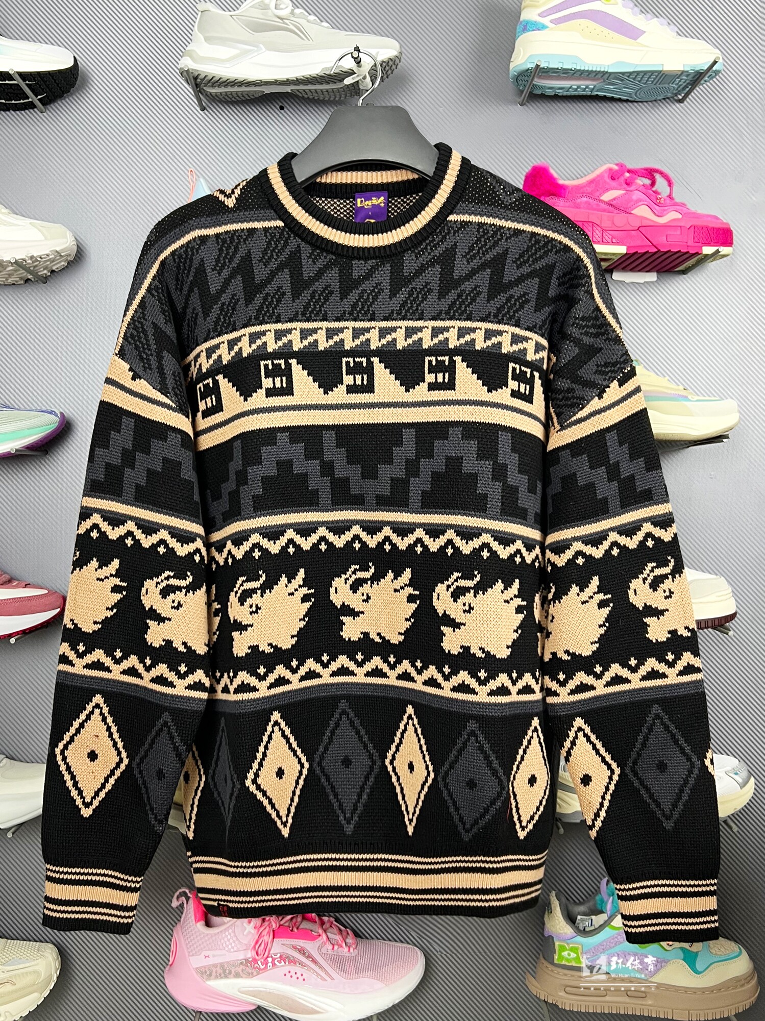 리 닝 니트 스웨터 2024 봄 신작 남성 스포츠 유행 풀오버 후드 스웨터 니트 스웨터 AMBU025