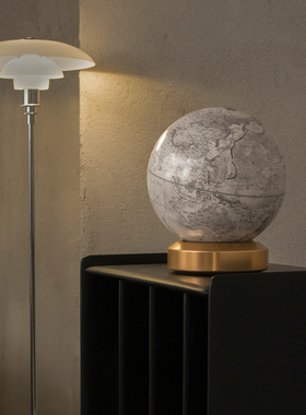 HomelyGlobe宏微地球书房客厅办公室金属摆件垩岩白北斗地球仪