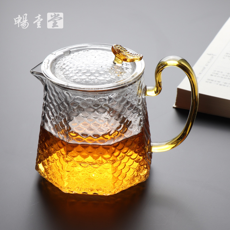 畅壹堂锤纹耐高温带把玻璃茶壶