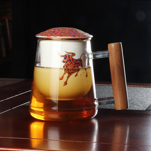 相见相遇情侣杯高温茶水分离杯