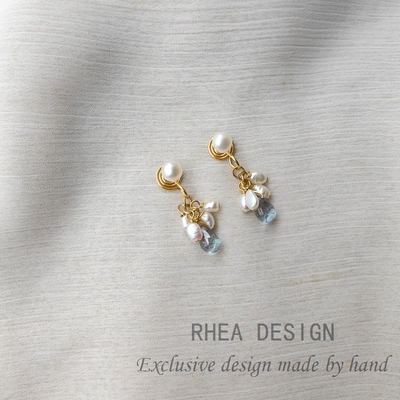 国风天然淡水珍珠琉璃水滴耳环文艺小清新优雅高级感耳夹耳饰