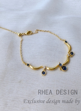 Rhea【蓝色觅恋】蓝宝石水滴流苏手链 轻奢小众精致送女友礼物