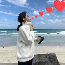 孙大欣 薄款羊羔毛拉链卫衣外套女2020春季新款韩版宽松百搭上衣