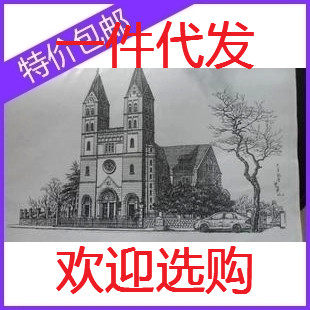 120页青岛风景画装饰画建筑画作品穆作恩临摹钢笔画素描画素材