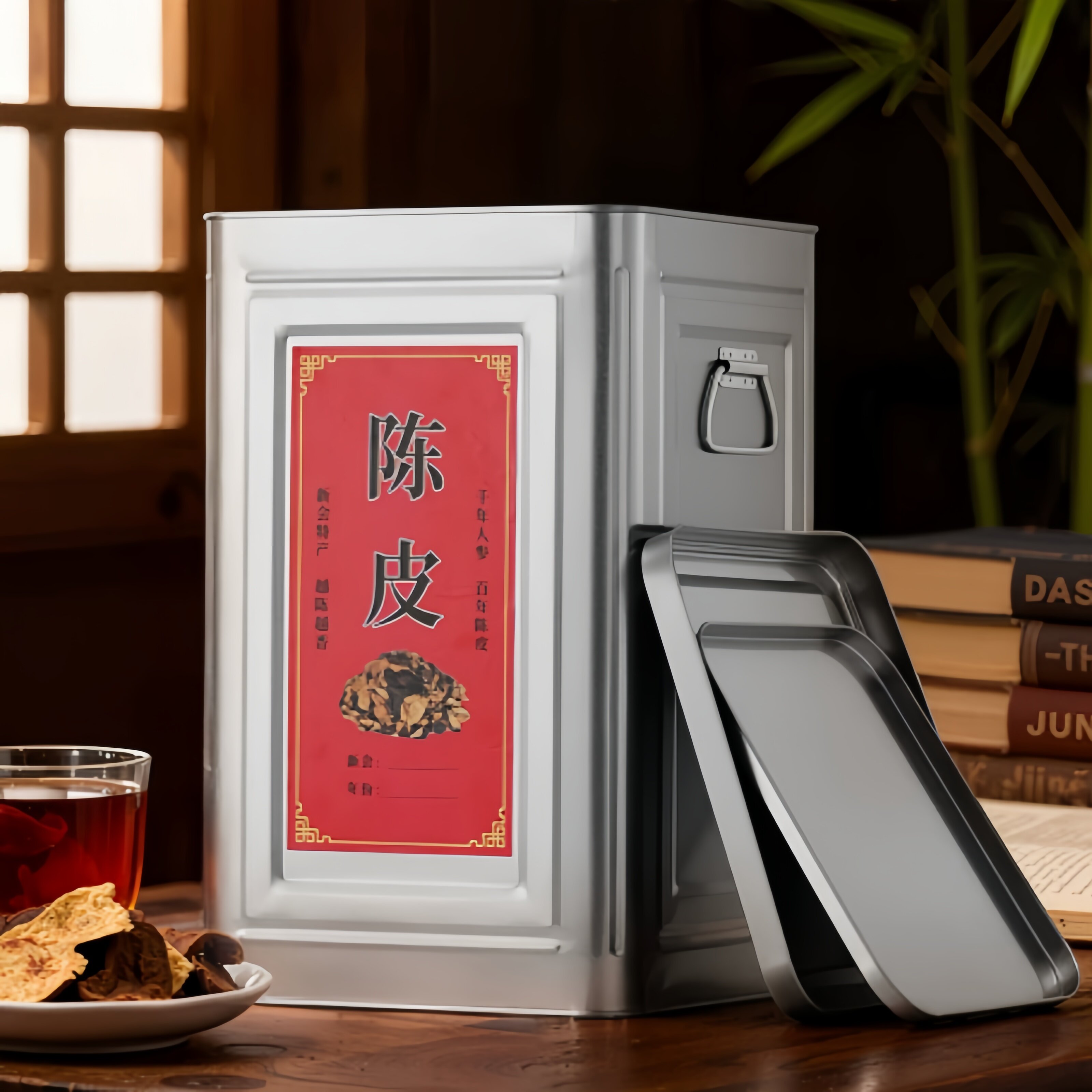 大容量双盖加厚防潮茶叶密封罐陈皮专用收纳罐马口铁食品级储物罐