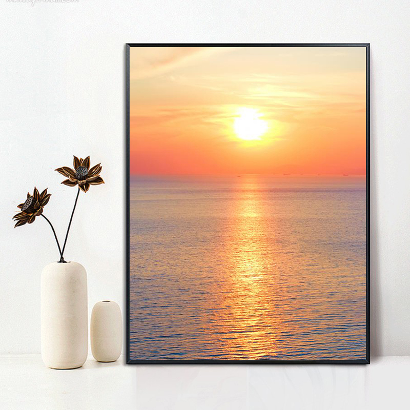 日出风景钻石画2026新款现代简约客厅卧室小幅海边贴钻十字绣满钻