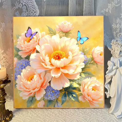 高颜值牡丹钻石画蝶恋花手工粘钻