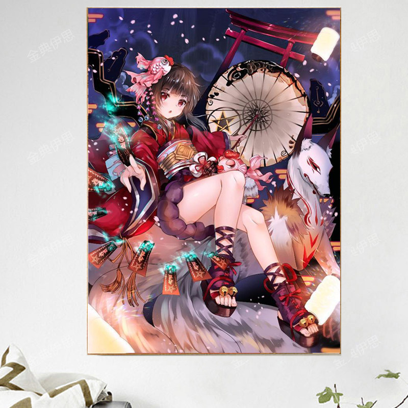 钻石画满钻新款2023古典人物神乐女孩卧室贴钻十字绣小件古风唯美