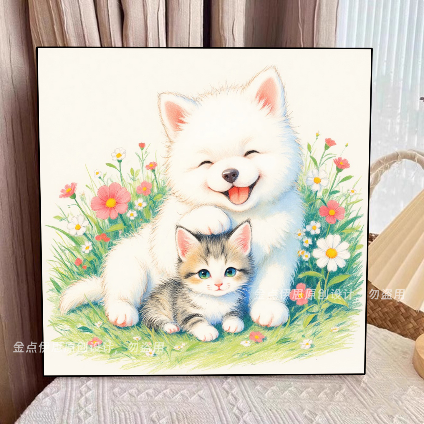 可爱猫咪狗狗钻石画手工粘钻简单