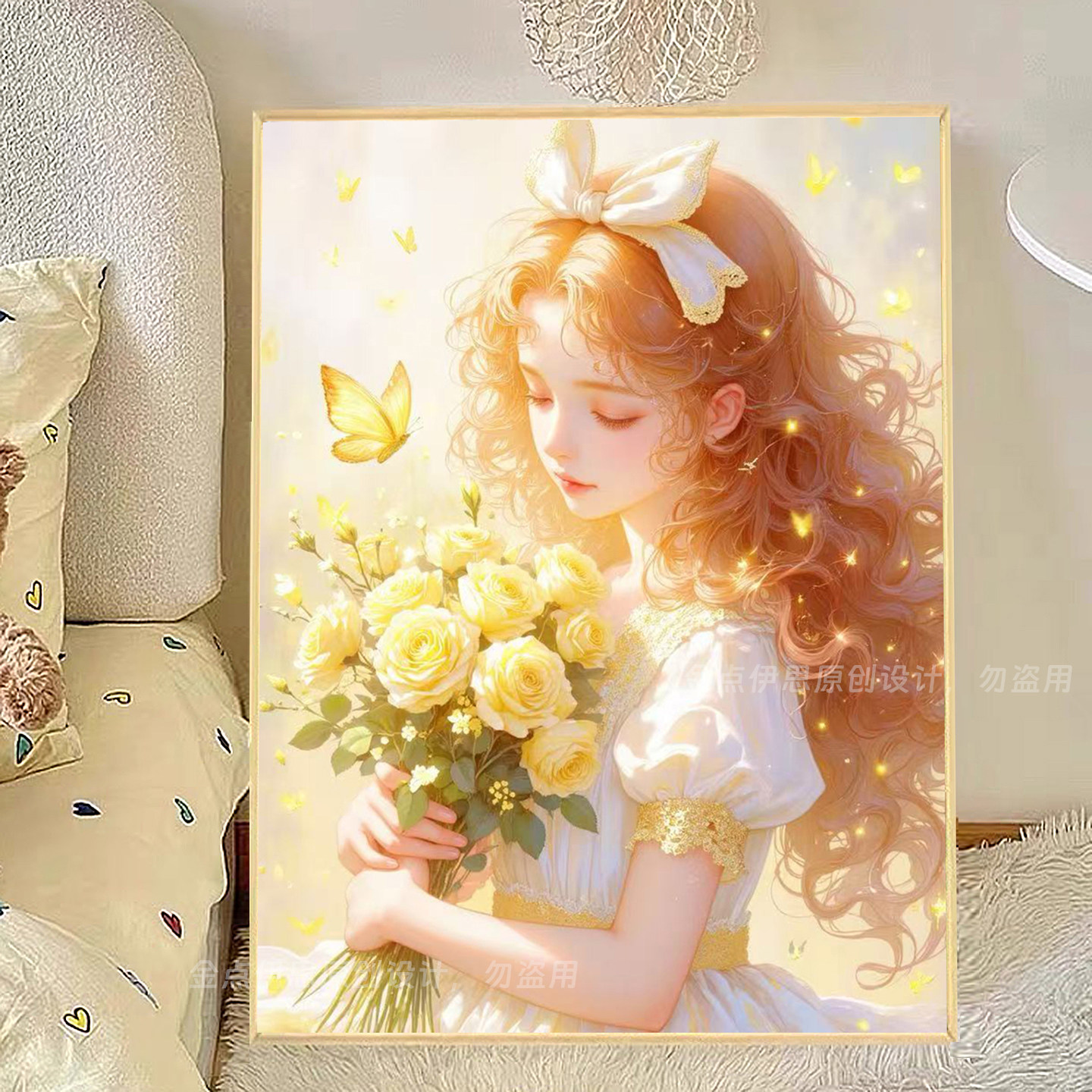 唯美向日葵女孩钻石画2025新款手工5d点贴钻十字绣卧室送闺蜜满钻,居家布艺,钻石绣,淘宝优惠券,粉丝福利购,淘宝优惠卷