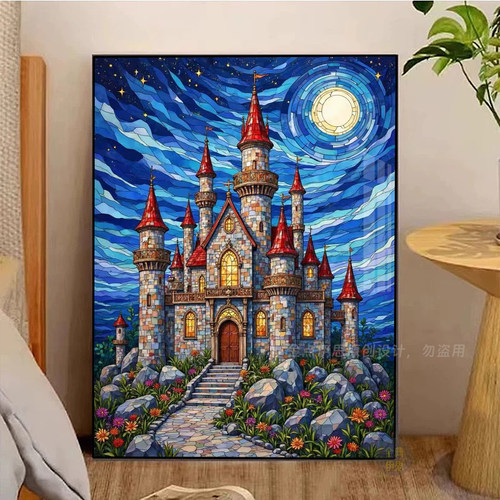 梦幻彩璃城堡手工钻石画卧室餐厅