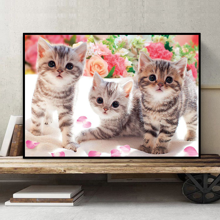 钻石画满钻新款2026动物猫咪5d点贴钻十字绣现代小幅简约客厅卧室