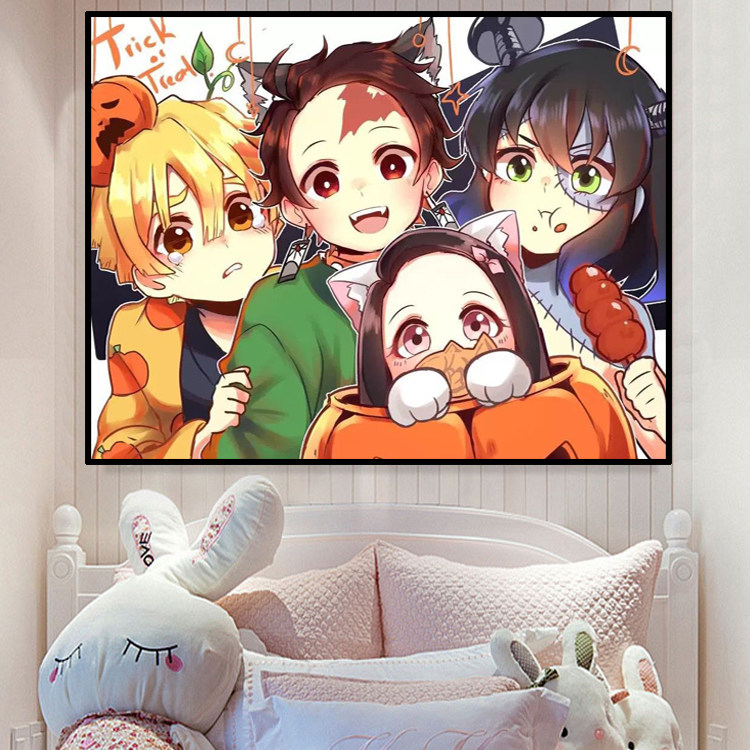 Q版卡通鬼灭之刃5d贴钻十字绣2025新款diy手工小幅钻石画满钻卧室,居家布艺,钻石绣,淘宝优惠券,粉丝福利购,淘宝优惠卷