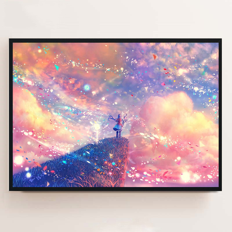 卡通动漫天空唯美风景钻石画满钻