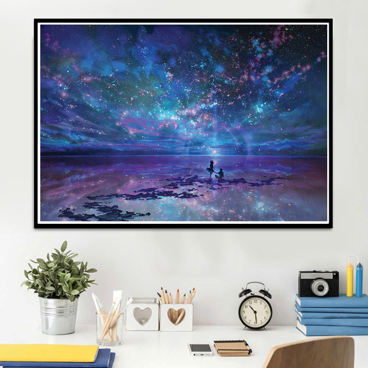 卡通情侣星空风景你的名字钻石画