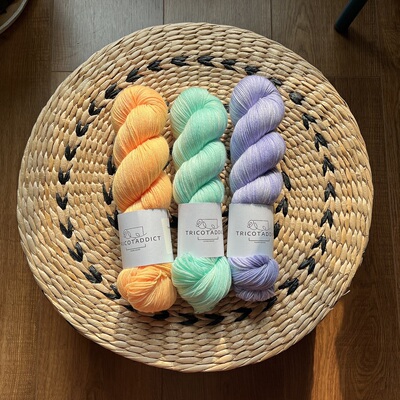 现货tricotaddict超耐洗美利奴编织手染线100g400m爱丽丝紫及配色