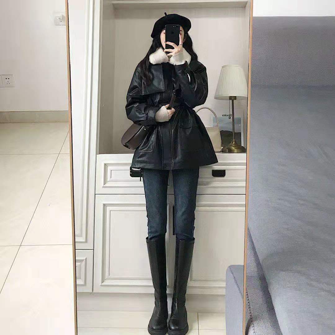 悦西眉收腰甜美中长优质夹克百搭