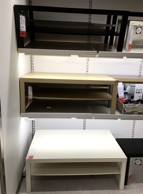 宜家家居拉克 茶几白色仿桦木黑色118x78长方形边桌国内代购