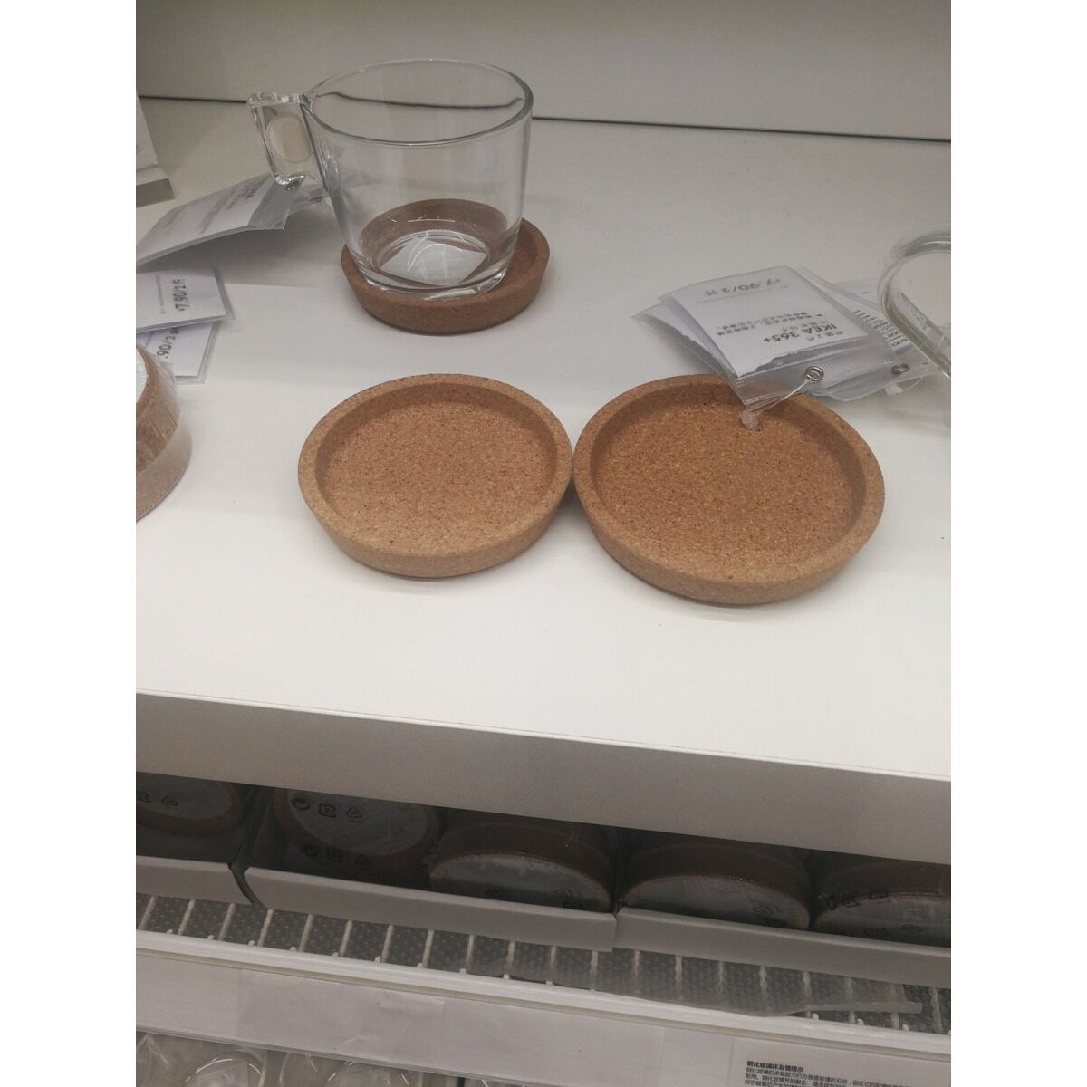 IKEA宜家365+杯垫9cm10cm软木2件套保护桌面圆形防烫国内代购