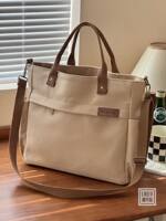 Original homemade Japanese-style artistic zipper thickened canvas bag, simple commuting student computer hand-held crossbody tote bag thumbnail 2