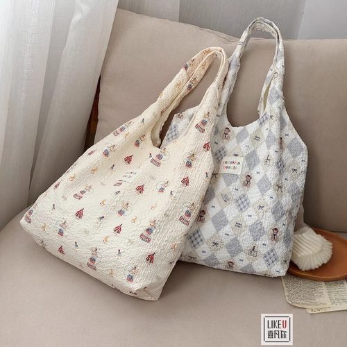 喜凡你单肩包褶皱卡通