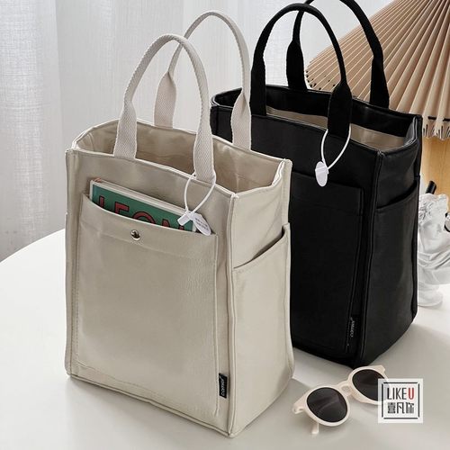 喜凡你手提包pu简约防水帆布包