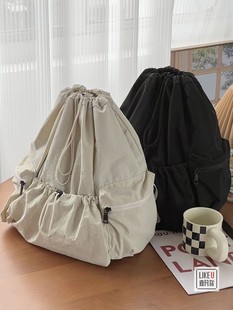 极简设计超轻旅行日常背包学生抽绳书包大容量百搭休闲通勤双肩包