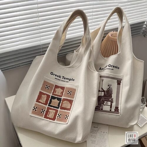 原创单肩包插画大欧式托特帆布包