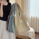 原创自制韩系慵懒文艺格纹单肩背心包日常百搭休闲通勤学生托特包