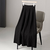 秋冬新款 针织半身裙高腰显瘦垂坠感a字大摆毛线裙小众褶皱伞裙子