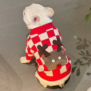 网红法斗巴哥斗牛犬衣服比熊博美雪纳瑞秋冬款喜庆圣诞春节毛衣潮