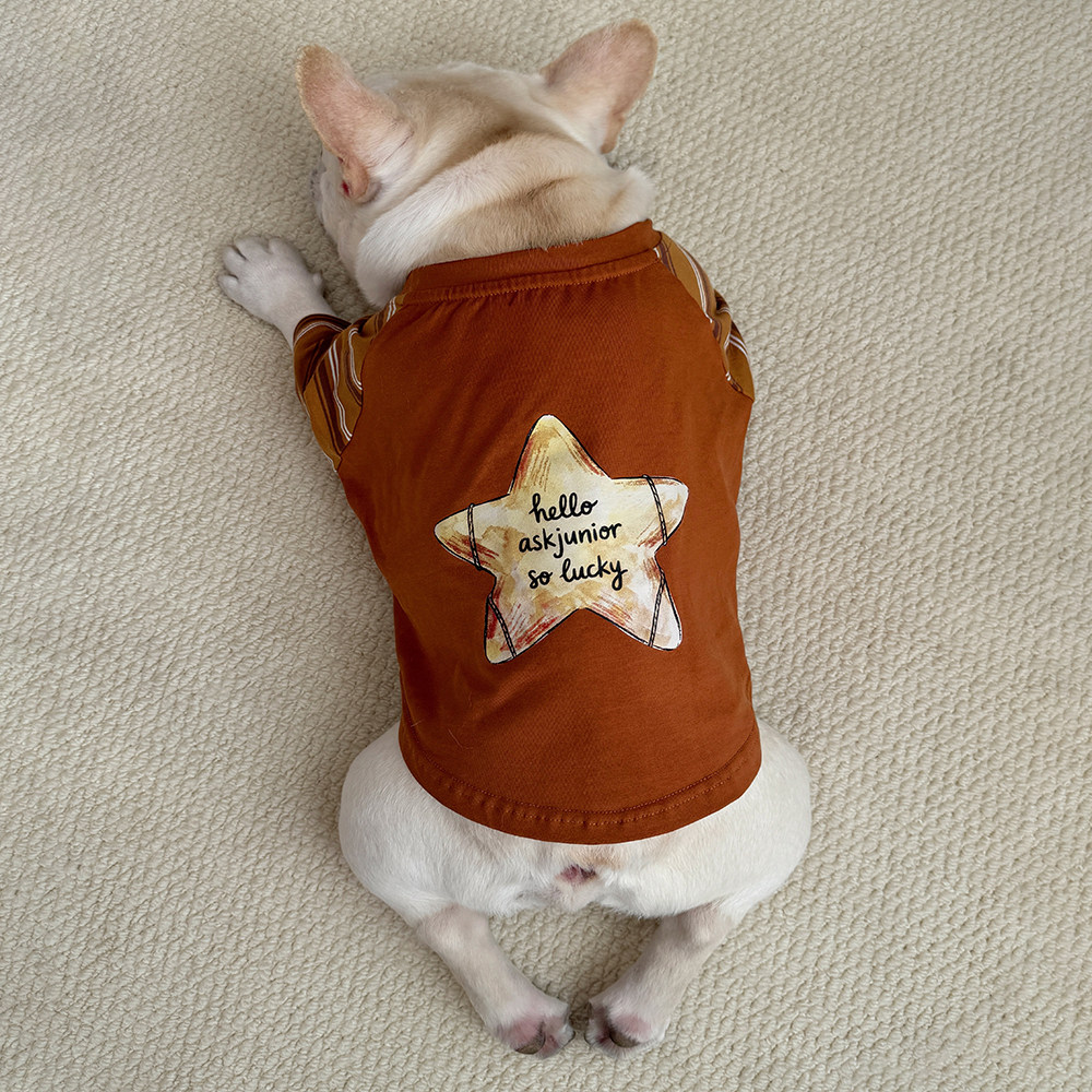 秋季新款法斗衣服巴哥斗牛犬胖狗可爱印花T恤弹力舒适插肩袖卫衣