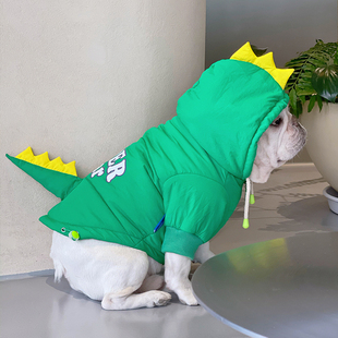 网红潮牌法斗巴哥犬斗牛犬衣服胖狗可爱搞笑恐龙保暖棉服舒适外套
