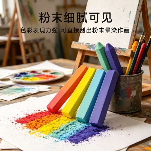 青竹色粉棒美术用12色彩笔彩绘笔